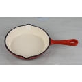 Cast Iron Red Enamel Round Fry Pan 8-Inch